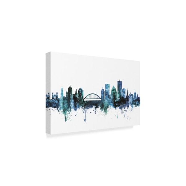 Michael Tompsett 'Rochester New York Blue Teal Skyline' Canvas Art,30x47